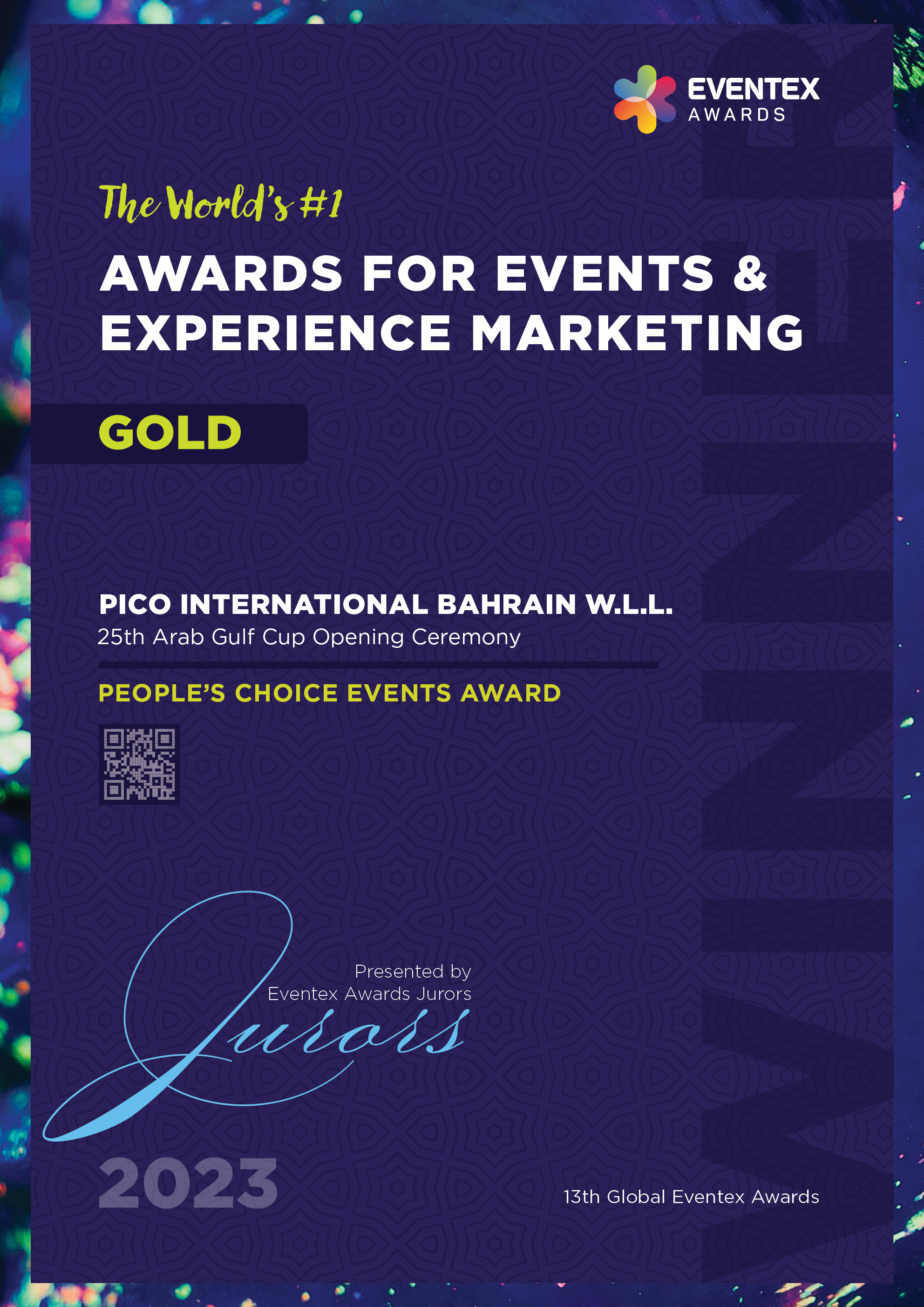 PICO INTERNATIONAL BAHRAIN W.L.L. PEOPLES CHOICE EVENTS AWARD Gold Eventex2023
